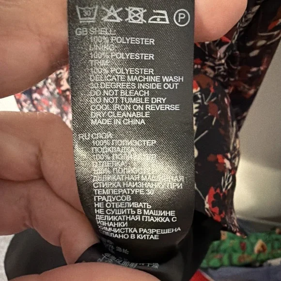 Reiss Floral Fit and Flare Mini Dress Black Red Crochet Trim USA 6 UK 10 - Picture 6 of 8